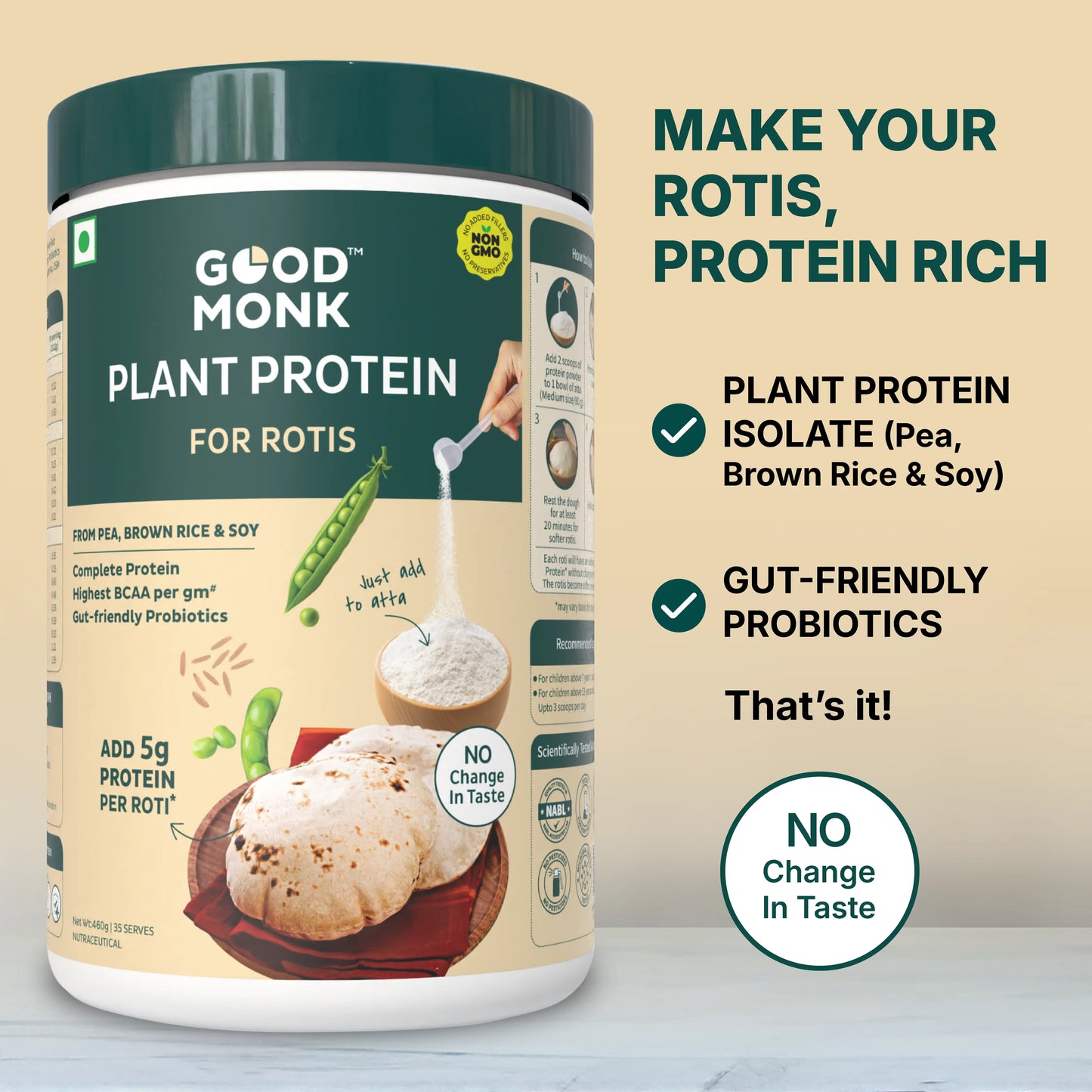 Plant Protein for Rotis: Add 5 gm Protein per Roti with No Change in Taste | 100% Clean & Complete Protein