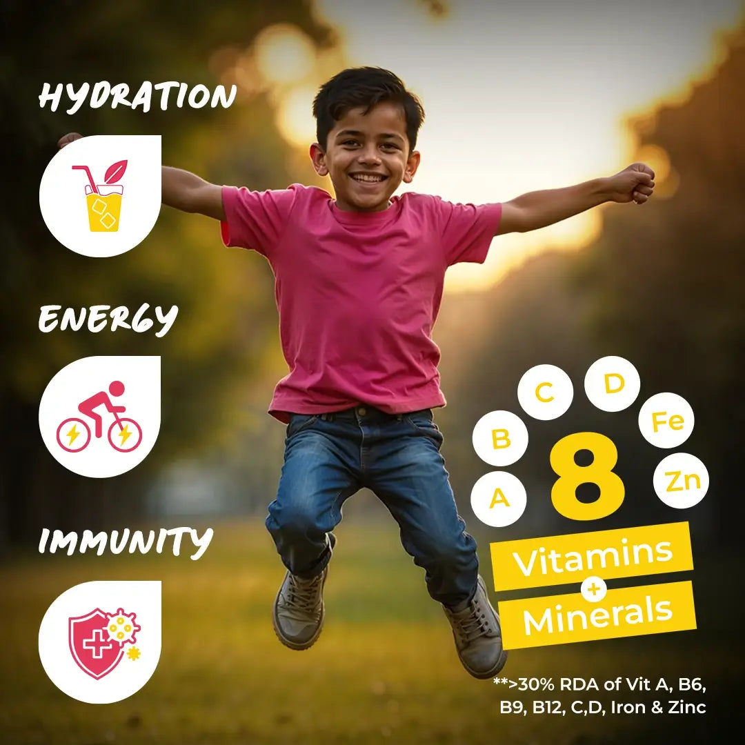 Instant Fruit Drink Mix - Natural Mixed Berries Powder, 50% Less Sugar, With 8 Vitamins & Minerals