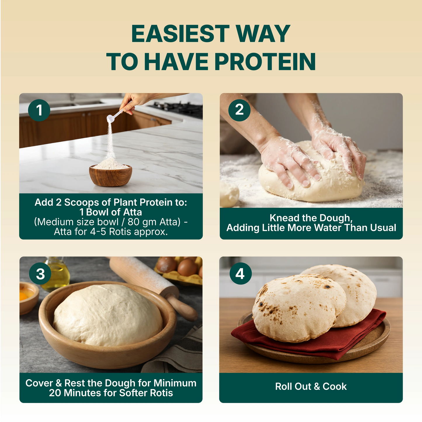 Plant Protein for Rotis: Add 5 gm Protein per Roti with No Change in Taste | 100% Clean & Complete Protein