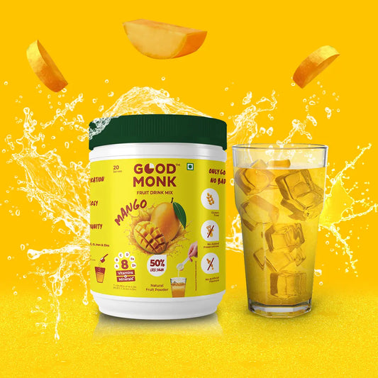Instant Fruit Drink Mix - Natural Mango Powder, 50% Less Sugar, With 8 Vitamins & Minerals