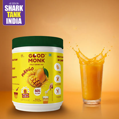 Instant Fruit Drink Mix - Natural Mango Powder, 50% Less Sugar, With 8 Vitamins & Minerals