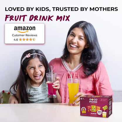 Instant Fruit Drink Mix - Assorted (Natural Orange, Mixed Berries, Pineapple Powder), 50% Less Sugar, With 8 Vitamins & Minerals