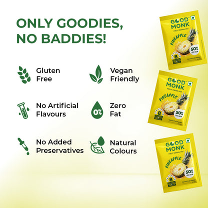 Instant Fruit Drink Mix - Natural Pineapple Powder, 50% Less Sugar, With 8 Vitamins & Minerals