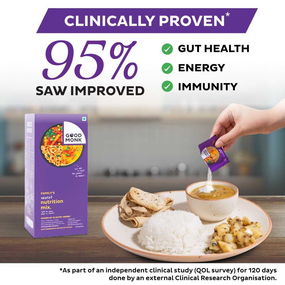Family Nutrition Mix (Add to Food) - Improves Gut Health, Daily Energy & Immunity - 15 Sachets