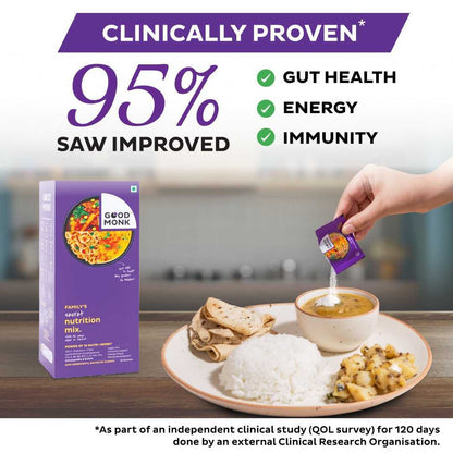 Family Nutrition Mix (Add to Food) - Improves Gut Health, Daily Energy & Immunity - 15 Sachets
