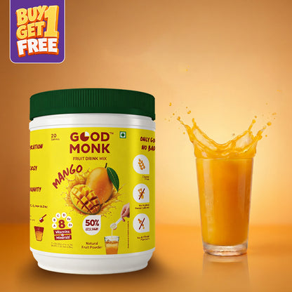 Instant Fruit Drink Mix - Natural Mango Powder, 50% Less Sugar, With 8 Vitamins & Minerals