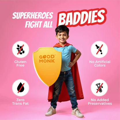 Good Monk Superheroes Milk Mix (Strawberry): Improves Energy, Immunity, Brain, Eye & Gut Health