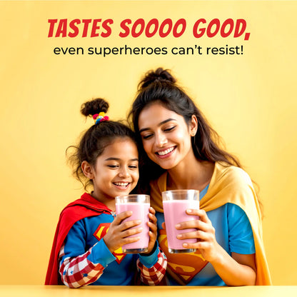 Good Monk Superheroes Milk Mix (Strawberry): Improves Energy, Immunity, Brain, Eye & Gut Health