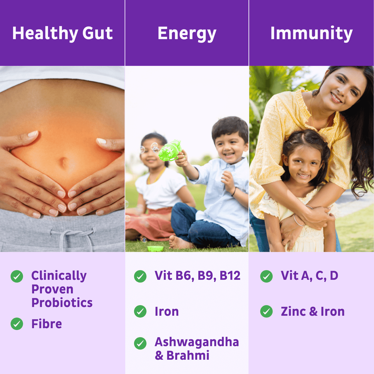 Family Nutrition Mix (Add to Food) - Improves Gut Health, Daily Energy & Immunity - 15 Sachets
